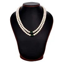 ADF-Pearl Dual Layered White and Green Crystal Necklace Set for Women  Men.-thumb2