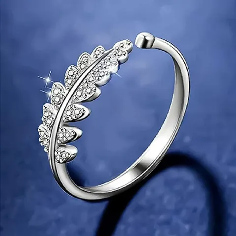 Adjustable Silver Toned Finger Ring For Women