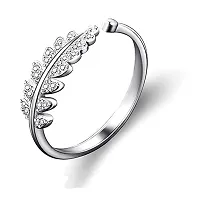 Adjustable Silver Toned Finger Ring For Women-thumb3