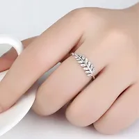 Adjustable Silver Toned Finger Ring For Women-thumb4