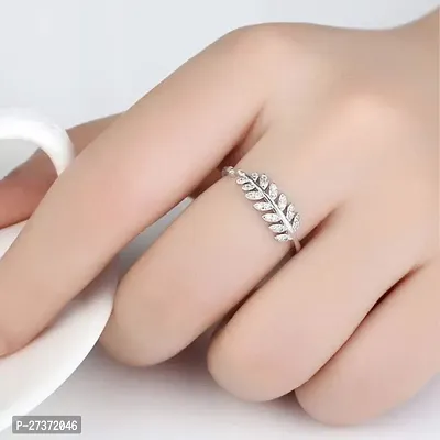 Adjustable Silver Toned Finger Ring For Women-thumb5