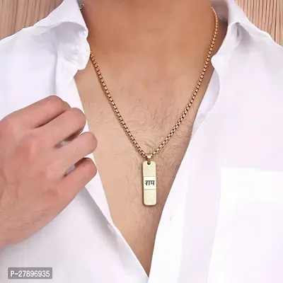 ADF- Stainless steel Religious RAM Gold plated pendant with chain for mens.-thumb5