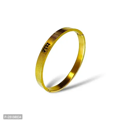 Ram Design Stainless Steel Gold Plated Polished Oval Size Bracelet/kada-thumb0