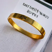 Ram Design Stainless Steel Gold Plated Polished Oval Size Bracelet/kada-thumb4
