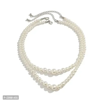 ADF-2 layer off white Pearl Necklace Earrings Jewelry Set for women.-thumb3