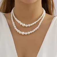 ADF-2 layer off white Pearl Necklace Earrings Jewelry Set for women.-thumb3