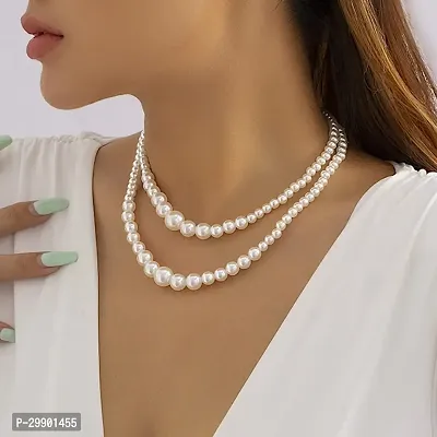 ADF-2 layer off white Pearl Necklace Earrings Jewelry Set for women.-thumb5