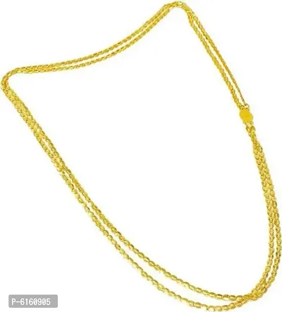 Gold-plated Double Line Signal Gini-Laxmi Coin Brass Necklace 20 Inch-thumb3