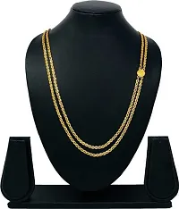 Gold-plated Double Line Signal Gini-Laxmi Coin Brass Necklace 20 Inch-thumb1