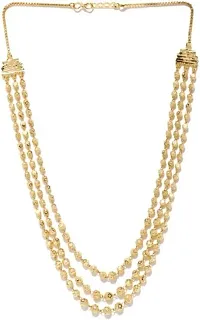 Traditional Gold Plated Gold Pearl 3 Layer Mater Mala and Necklace Gold-plated Plated Brass, Copper, Mother of Pearl Necklace Gold-plated Plated Brass Necklace 24 Inch-thumb2