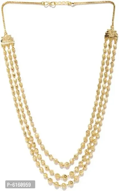 Traditional Gold Plated Gold Pearl 3 Layer Mater Mala and Necklace Gold-plated Plated Brass, Copper, Mother of Pearl Necklace Gold-plated Plated Brass Necklace 24 Inch-thumb3