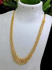 Micro Gold Plated Brass 3 Layered Chain for Women and Girls Gold-plated Plated Brass Layered 20 Inch-thumb1