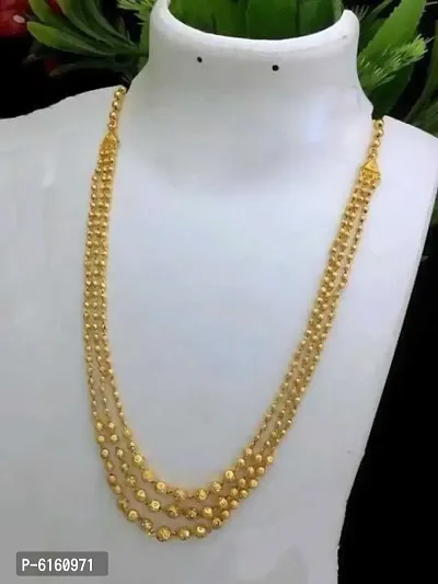 Micro Gold Plated Brass 3 Layered Chain for Women and Girls Gold-plated Plated Brass Layered 20 Inch-thumb2