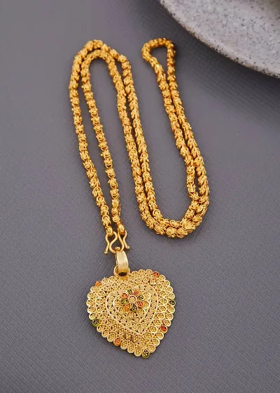 Plated Chanramukhi Chain hart mina loket necklace