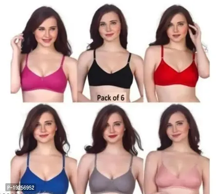 Stylish Fancy Hosiery Solid Non Padded Bras For Women Pack Of 6-thumb0