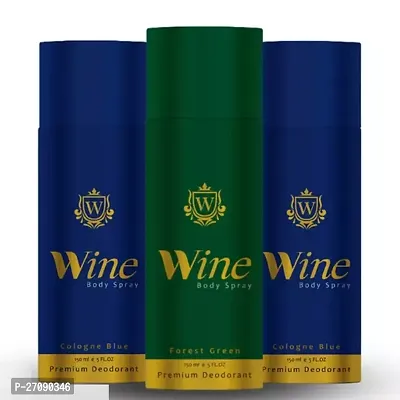 Hindkush Wine Deodorant Cologne Blue And Forest Green Free Pack Of 3