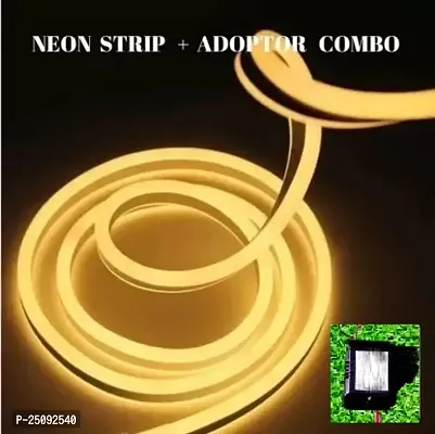 LED Neon Strip Rope Light, Waterproof Outdoor with Adapter for Diwali, Christmas, Home Decoration (Yellow, 1 Meter).-thumb0