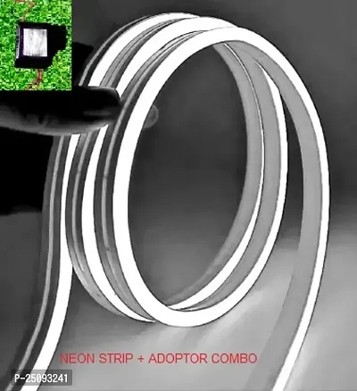 LED Neon Strip Rope Light, Waterproof Outdoor with Adapter for Diwali, Christmas, Home Decoration (White, 1 Meter).-thumb0