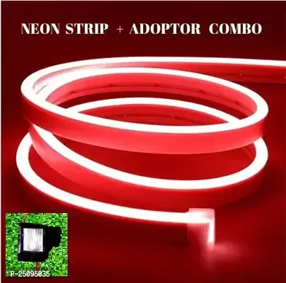 LED Neon Strip Rope Light, Waterproof Outdoor with Adapter for Diwali, Christmas, Home Decoration (Red, 1 Meter).-thumb0