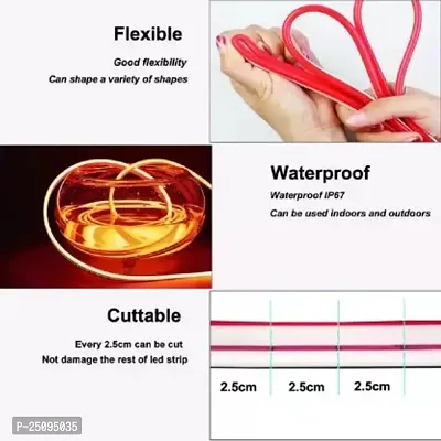 LED Neon Strip Rope Light, Waterproof Outdoor with Adapter for Diwali, Christmas, Home Decoration (Red, 1 Meter).-thumb5
