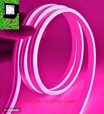 LED Neon Strip Rope Light, Waterproof Outdoor with Adapter for Diwali, Christmas, Home Decoration ( Pink, 1 Meter).-thumb0