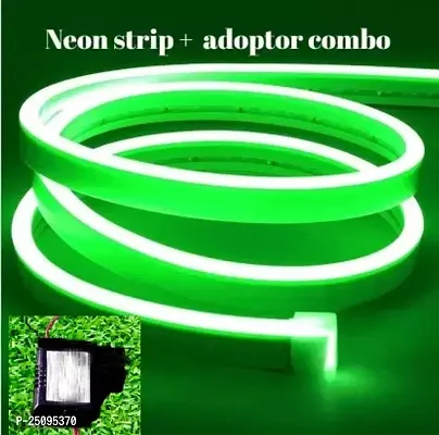 LED Neon Strip Rope Light, Waterproof Outdoor with Adapter for Diwali, Christmas, Home Decoration  (Green, 1 Meter).-thumb0