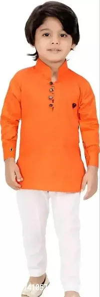 Stylish Orange Cotton Kurta Sets For Boys-thumb0