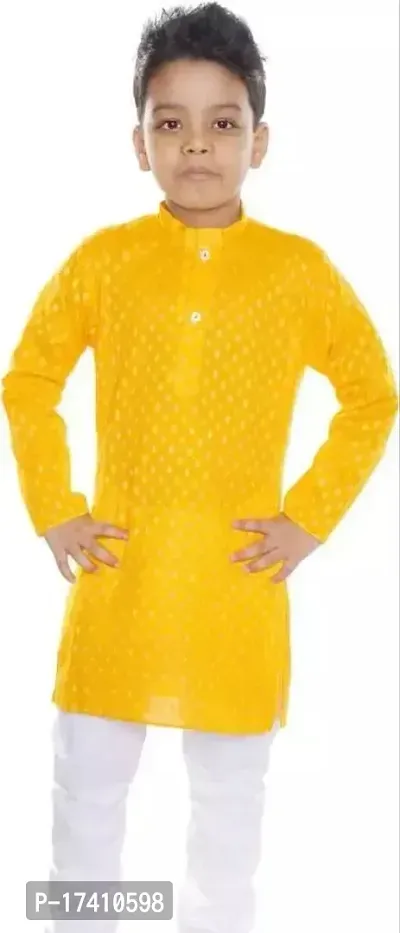 Stylish Yellow Cotton Kurta Sets For Boys-thumb0