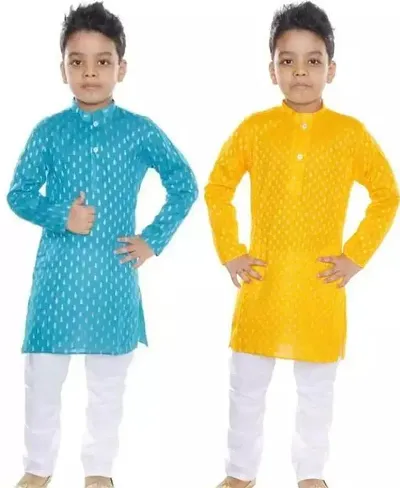 Stylish Multi coloured Cotton Kurta Sets For Boys