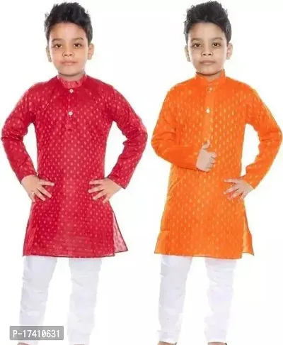 Stylish Multicoloured Cotton Kurta Sets For Boys