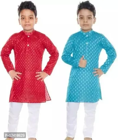Stylish Multicoloured Cotton Kurta Sets For Boys