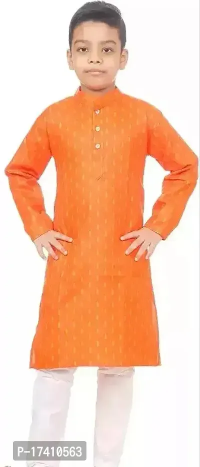 Stylish Orange Cotton Kurta Sets For Boys-thumb0