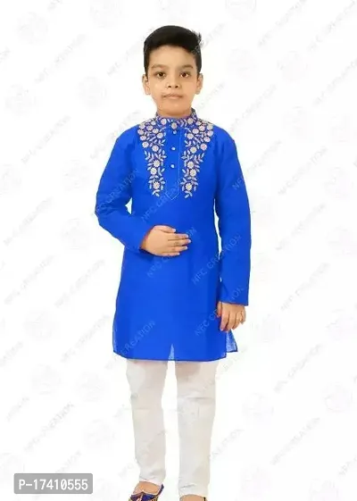 Stylish Blue Cotton Kurta Sets For Boys
