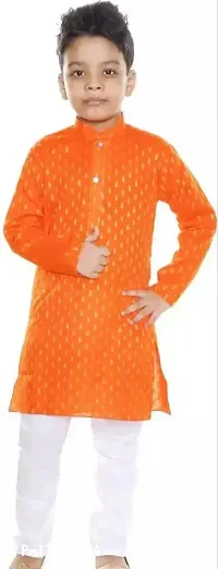 Stylish Orange Cotton Kurta Sets For Boys