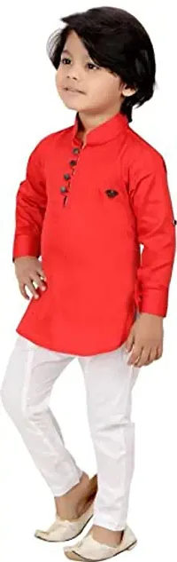 R Kay Fashions Boys Fancy Kurta Pyjama Set (5-6 Years, RED)-thumb1