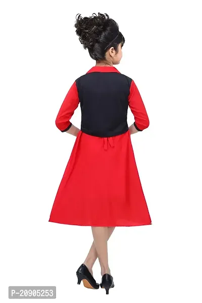 R Kay Fashions Girls Fancy Frock with Jacket (8-9 Years, RED)-thumb3