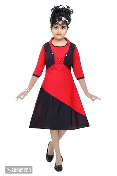 R Kay Fashions Girls Fancy Frock with Jacket (8-9 Years, RED)-thumb0
