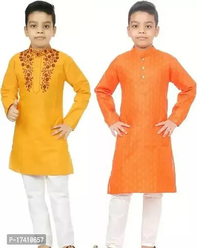 Stylish Multicoloured Cotton Kurta Sets For Boys