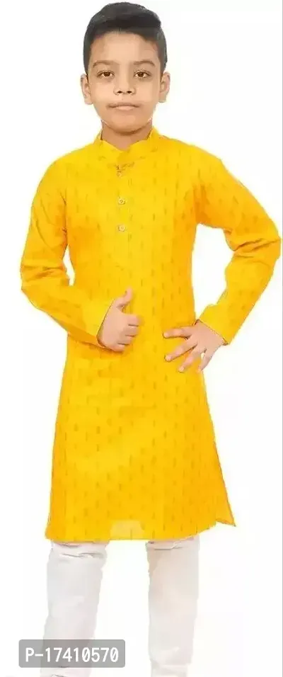 Stylish Yellow Cotton Kurta Sets For Boys-thumb0