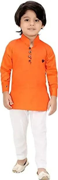 R Kay Fashions Boys Fancy Kurta Pyjama Set (4-5 Years, Orange)