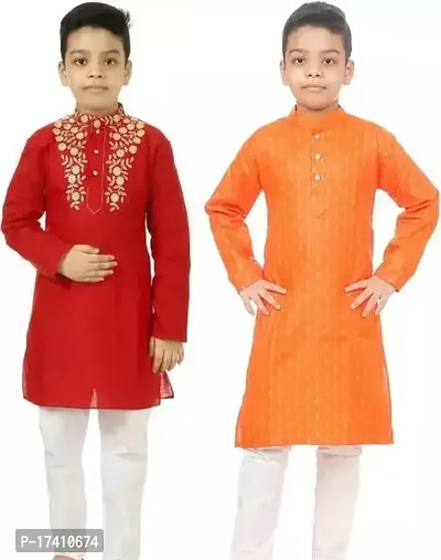Stylish Multicoloured Cotton Kurta Sets For Boys