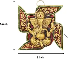 Designer Wall Hanging Ganesh Placed On Swastik For Home And Office Decorative Showpiece Decorative Showpiece - 13 Cm-thumb1