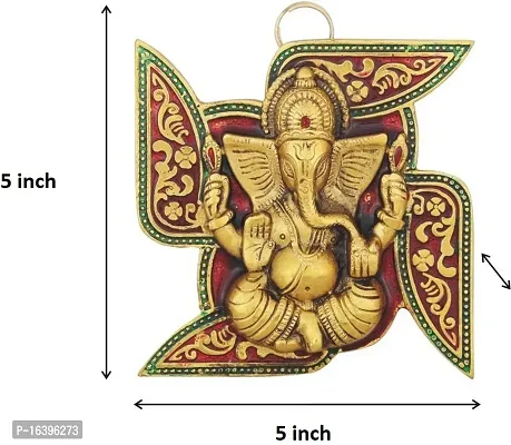 Designer Wall Hanging Ganesh Placed On Swastik For Home And Office Decorative Showpiece Decorative Showpiece - 13 Cm-thumb2
