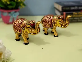 Designer Elephant Colorful Pair Home,Temple,Office Decorative Showpiece - 8 Cm-thumb1