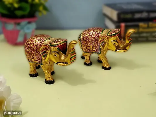 Designer Elephant Colorful Pair Home,Temple,Office Decorative Showpiece - 8 Cm-thumb2