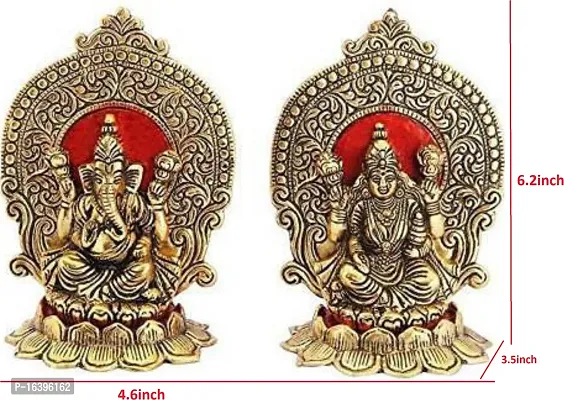 Designer Metal Laxmi Ganesh Idol Murti Idol Sculpture For Home Office And Gifts Decor Decorative Showpiece - 16 Cm-thumb2