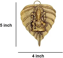 Designer Ganesh On Pipal Patta Wall Hanging Metal Statue Decorative Showpiece - 15.24 Cm-thumb1