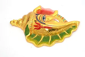 Designer Ganesh On Shankh Colorful Wall Hanging Idol Set Decorative Showpiece - 18 Cm-thumb3