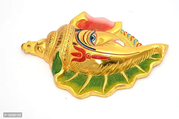 Designer Ganesh On Shankh Colorful Wall Hanging Idol Set Decorative Showpiece - 18 Cm-thumb4