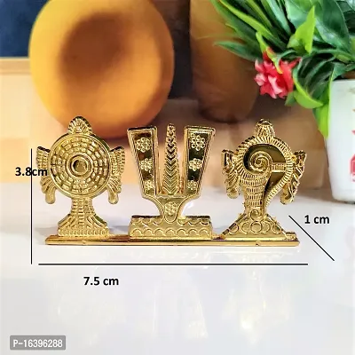 Designer Metal Tirupati Balaji Shankh Chakra Namah Car Dashboard,Office,Religious Idol Decorative Showpiece - 3.8 Cm-thumb2